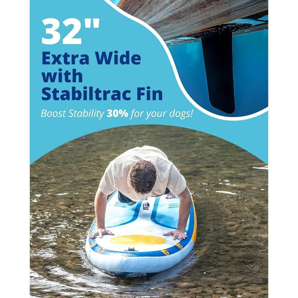 W_Inflatable Stand Up Paddle Board, 10'6" SUP Non-Slip Stable Deck Pad, Unique Center Fin, Premium Accessories