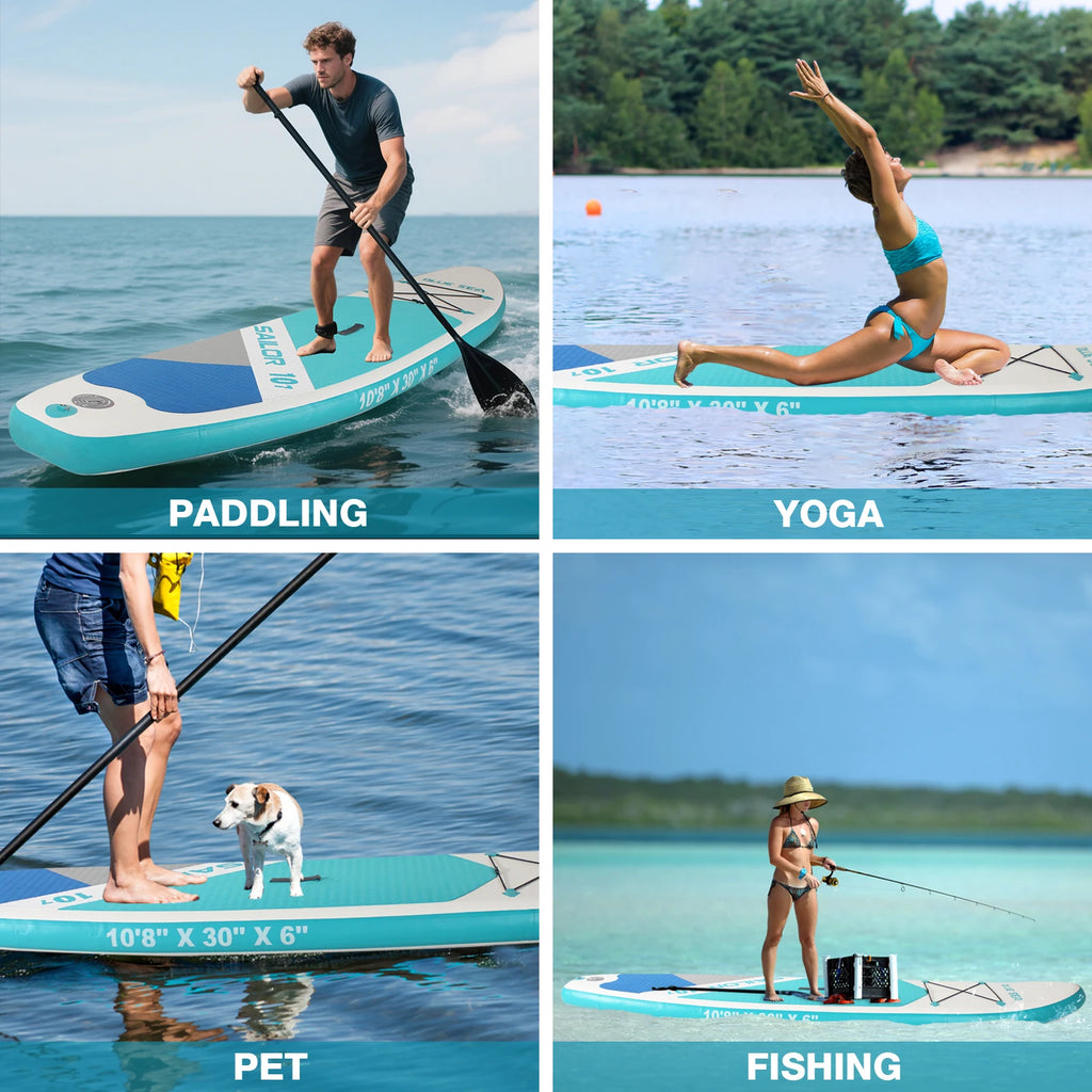 10ft 8in Inflatable Stand Up Paddle Board for Adult, Surf/Yoga/Fishing