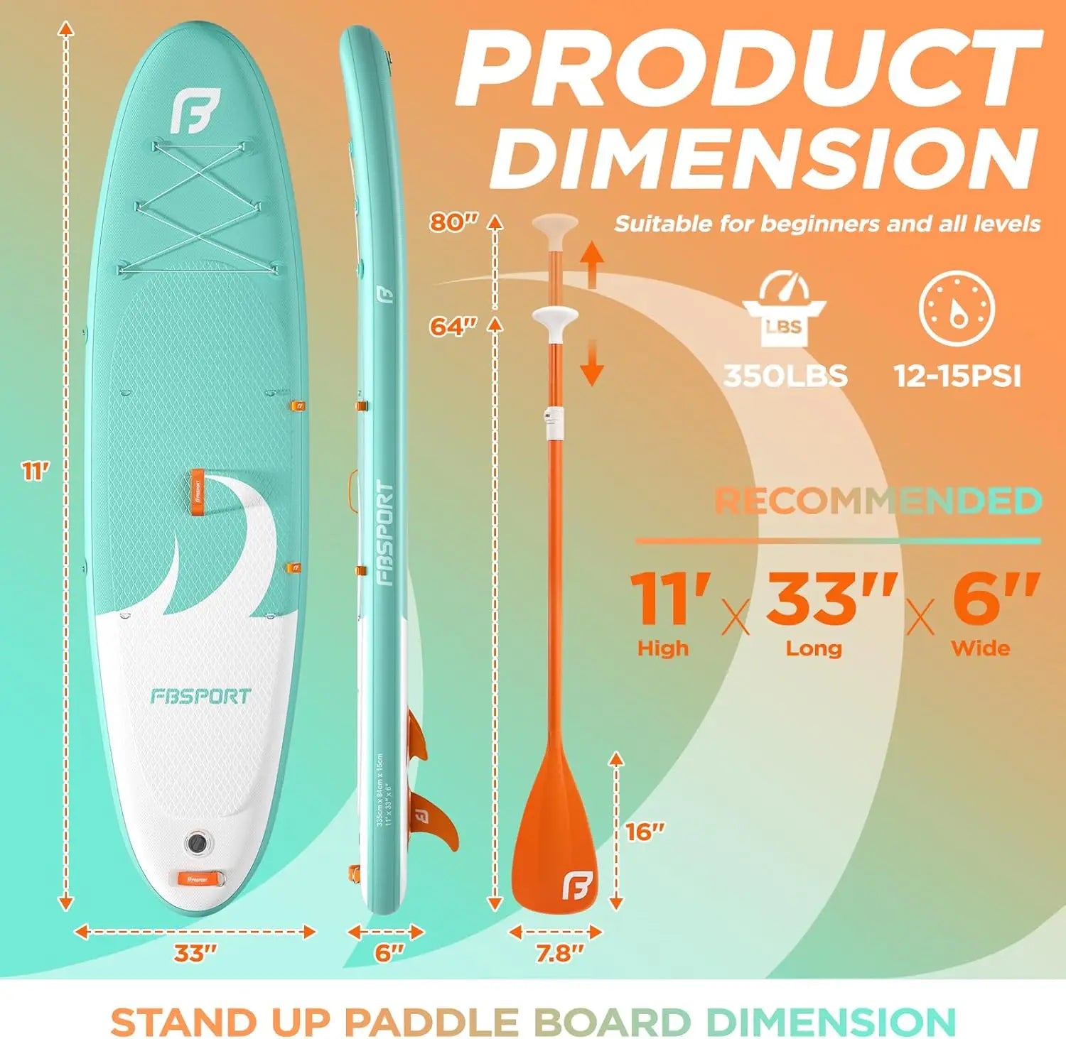 11' Premium Stand Up Paddle Board, Yoga Board with SUP Accessories & Carry Bag | Wide Stance, Surf
