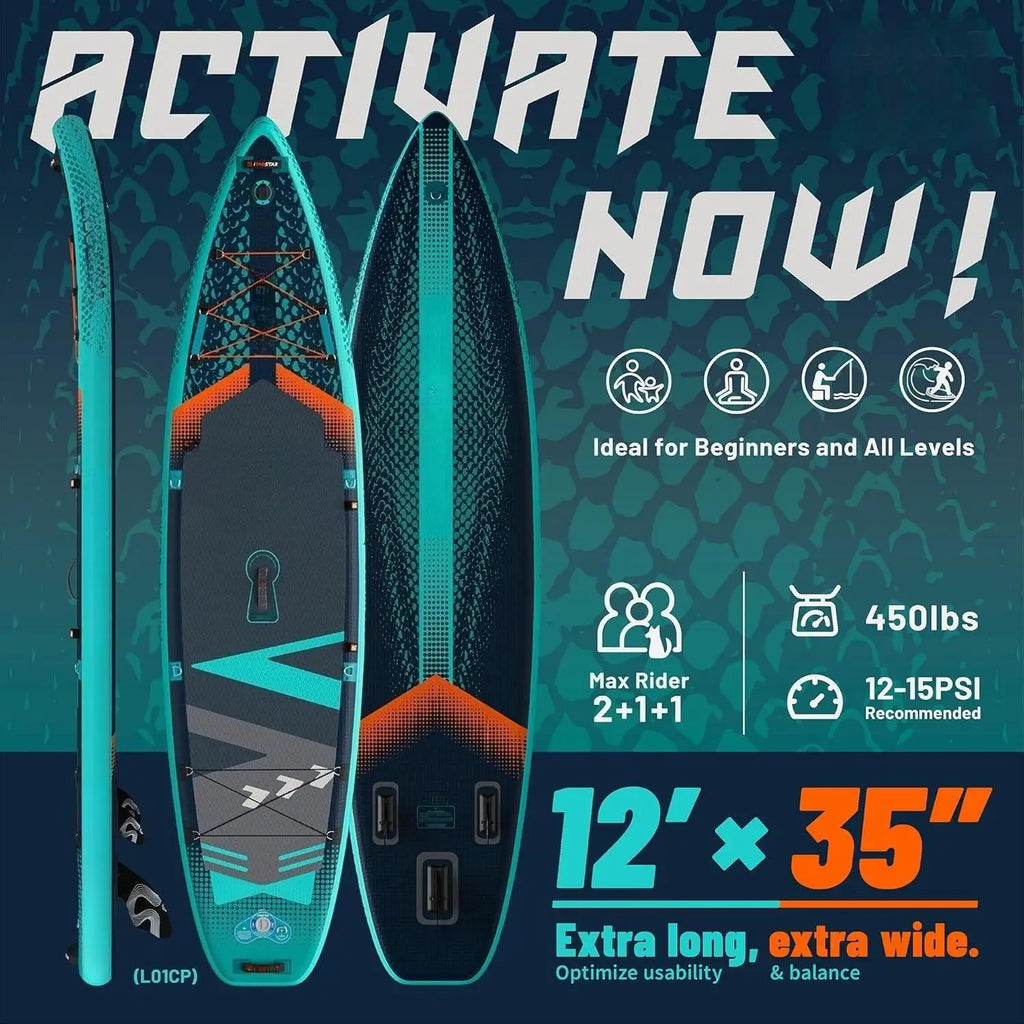 Lead 11‘ x 33" / 12’×35" Inflatable Stand Up Paddle Board - Premium SUP Board Kit - Ultra Stable Paddleboard for Adults & Youth