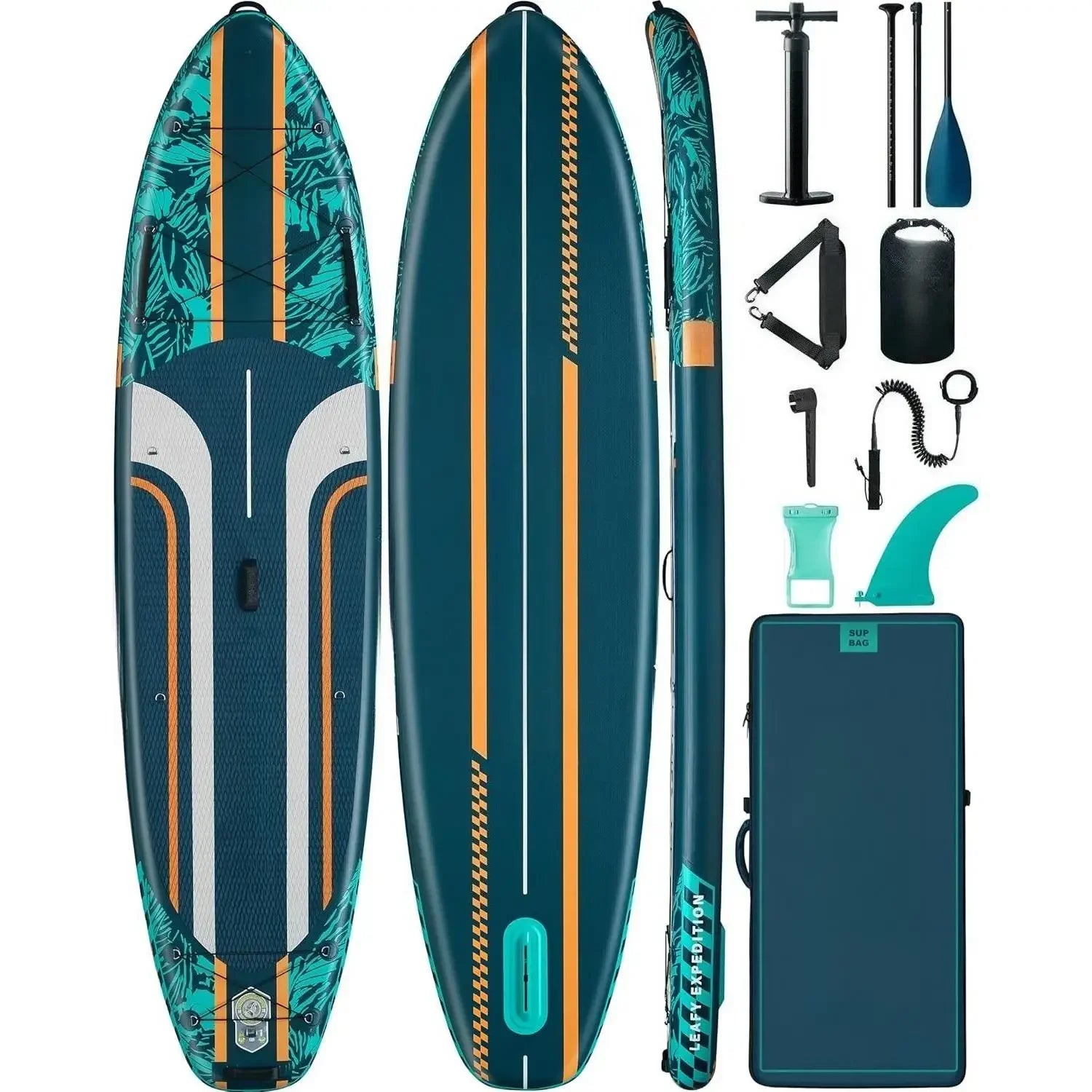 W_11'6*35" Super Wide Inflatable Paddle Board, Ultra Stable Stand Up Paddleboards for 450lb/3 People/Family/Big