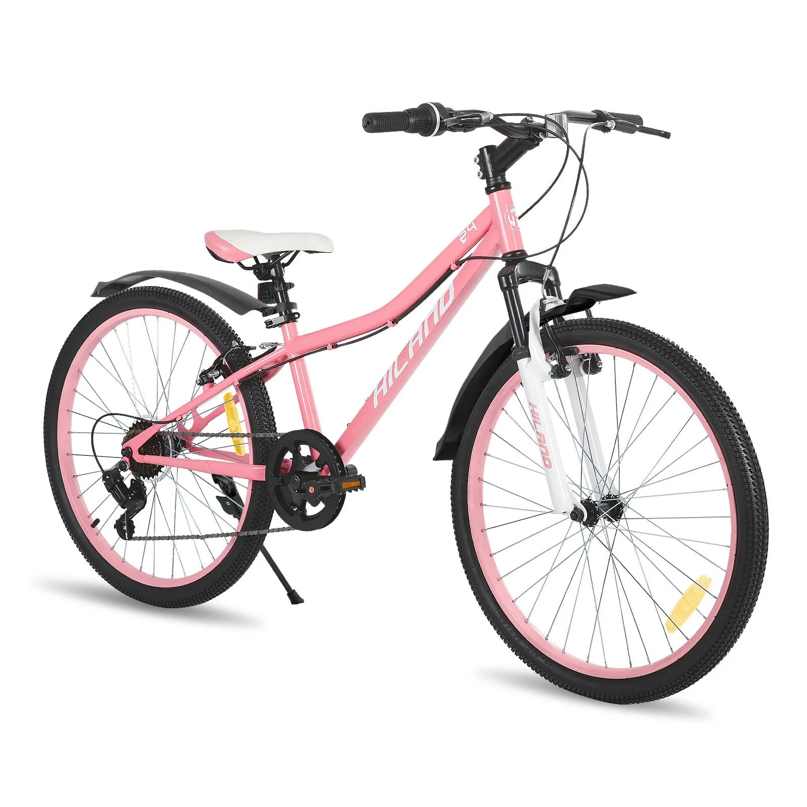 Hiland  24 Inch Mountain Bike for Kids Age 7,Front Suspension Fork Kids' Bicycles for Boys Girls Multiple Colors