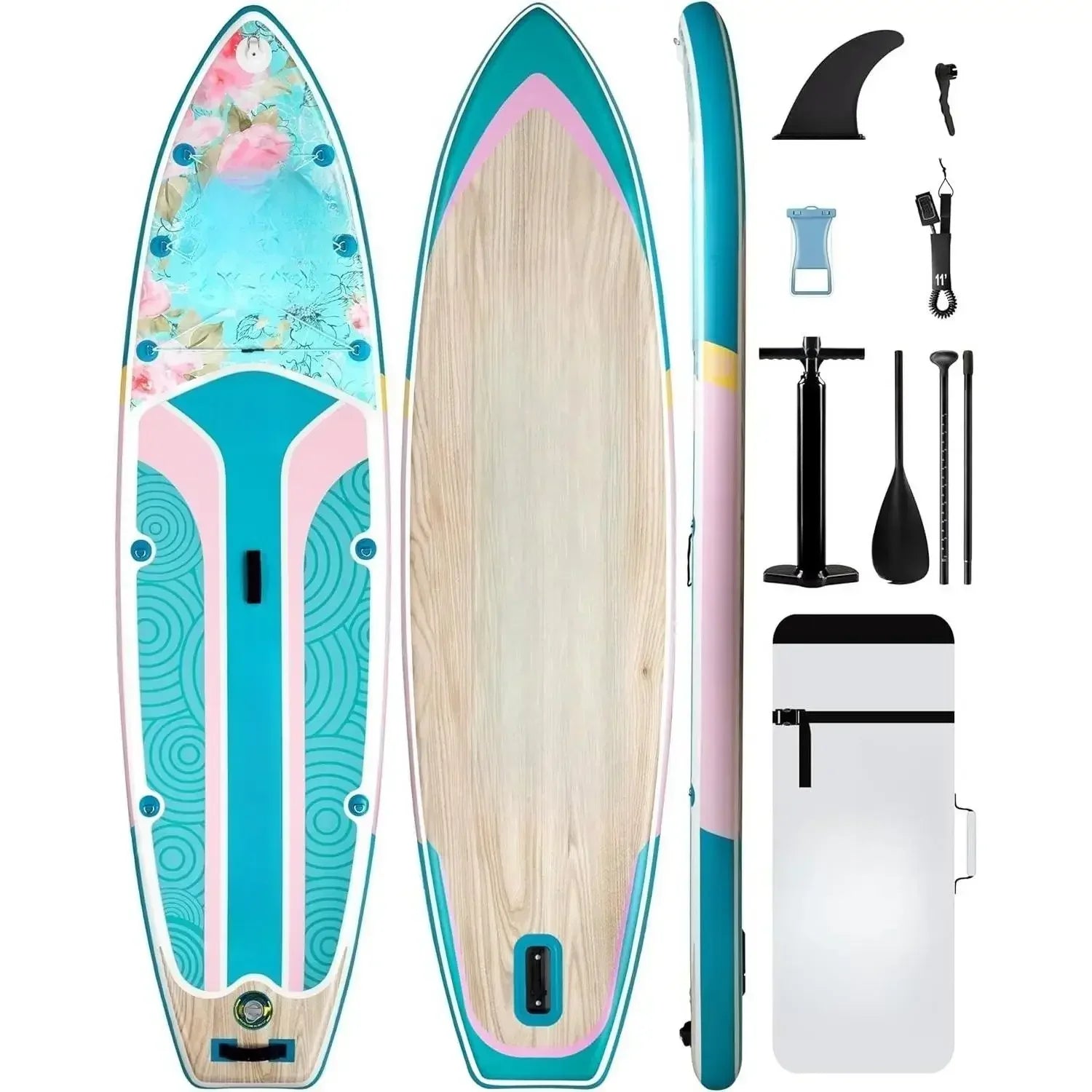C-Inflatable Paddle Board 11 '* 34 "* 6" Extra Wide Sup Board, 450lb Capicity Paddle Board for Adults, Suitable for Sea and