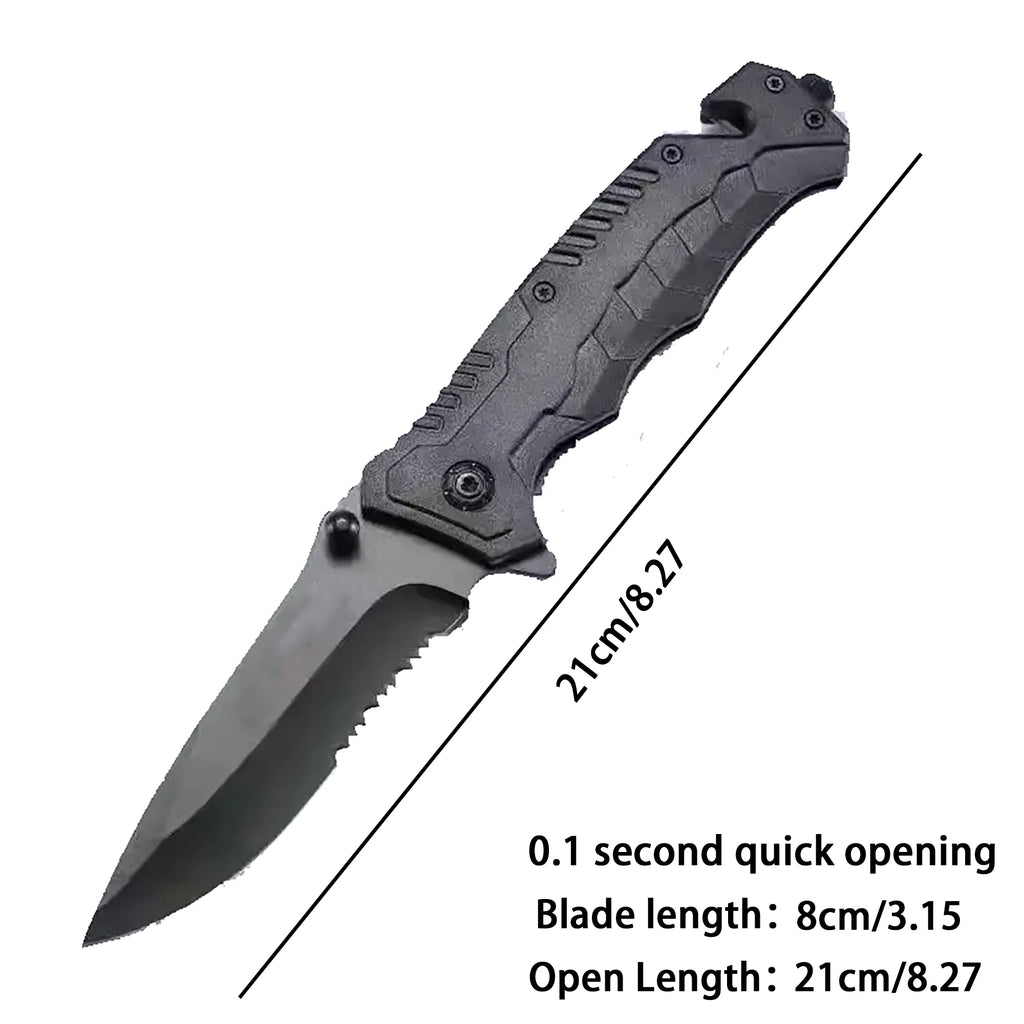 Multi functional outdoor camping knife with safety lock, suitable for fishing