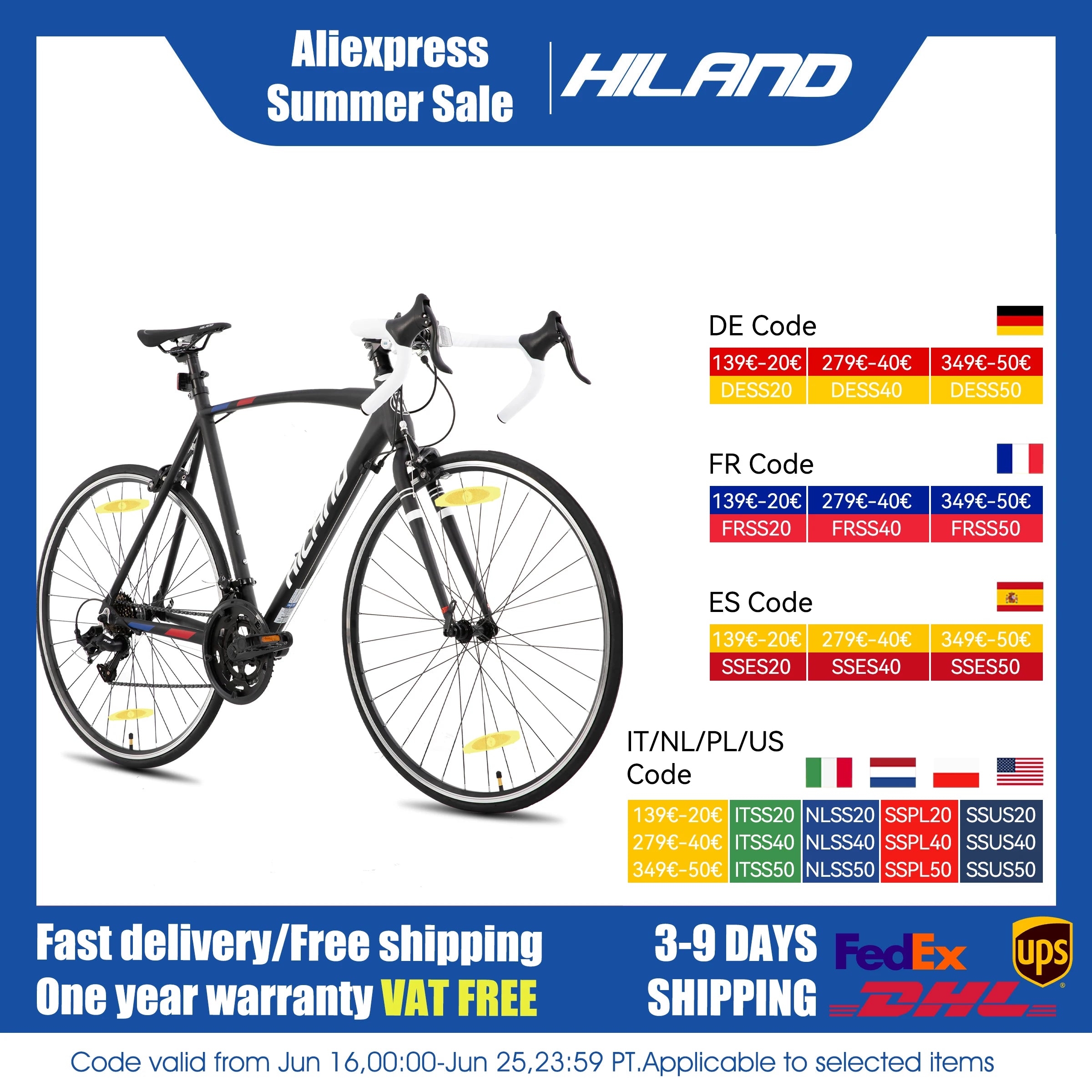 Hiland 700c road bike, 14 speeds racing bike for men and women