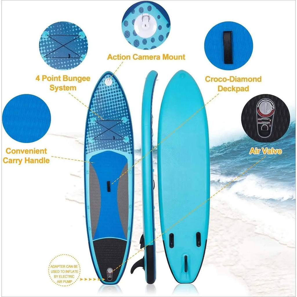 H-Inflatable Paddle Board 10'6'Capacity 2-in-1 SUP/Kayak with Adjustable Seat,Electric Pump Adapter,Non-Slip Diamond Deck Travel