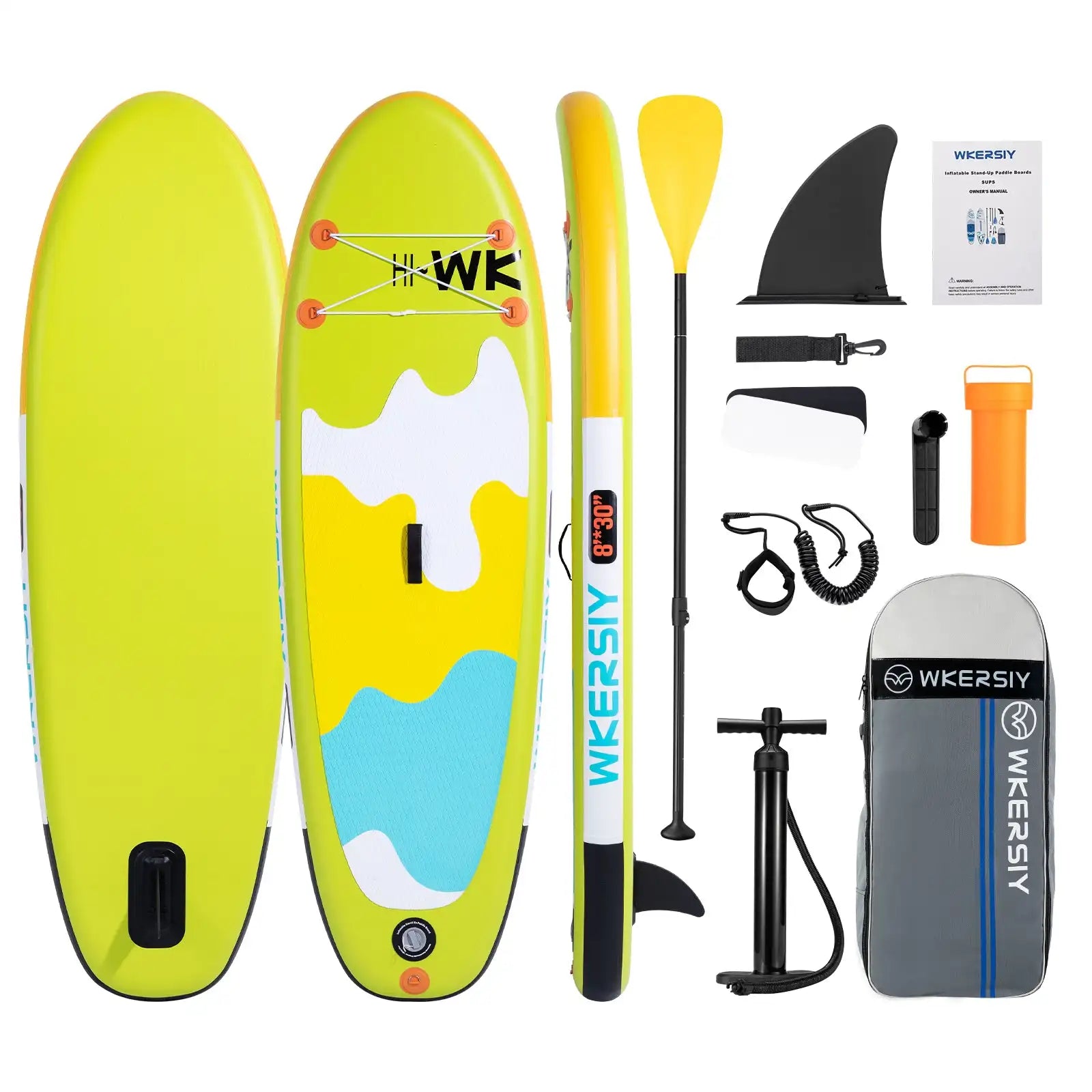 WKERSIY 8ft Green Kids SUP Ultra-Stable Youth Paddle Board, Lightweight Parent-Friendly Design surfboard stand up paddle board i