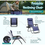 Zero Gravity Chair Patio Folding Lawn Outdoor Lounge Gravity Camp Reclining Lounge Chair with Cup Holder Pillows for Poolside