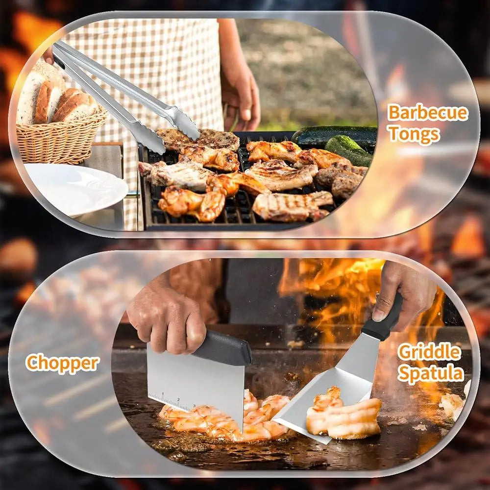 29PC Griddle Accessories Set Heavy Duty BBQ Tools Camping Grilling Kit