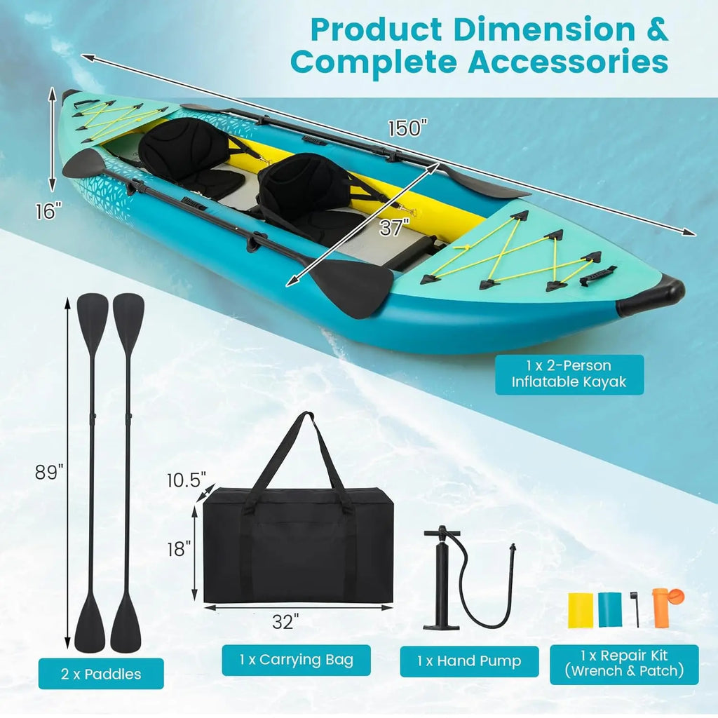 Inflatable Kayak, 12.5ft Fishing Kayak with 507 lbs Capacity, Triple Chamber Safety Kayak with Drop Stitch Floor & EVA, Custom