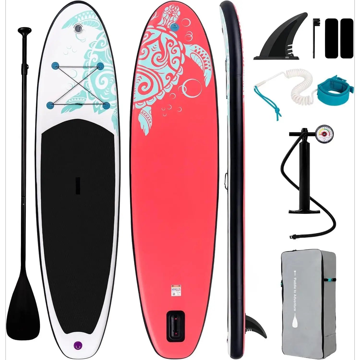 W_Inflatable Stand Up Paddle Board with Premium SUP Paddleboard Accessories, Anti-Slip EVA Deck, 11'/10'6''