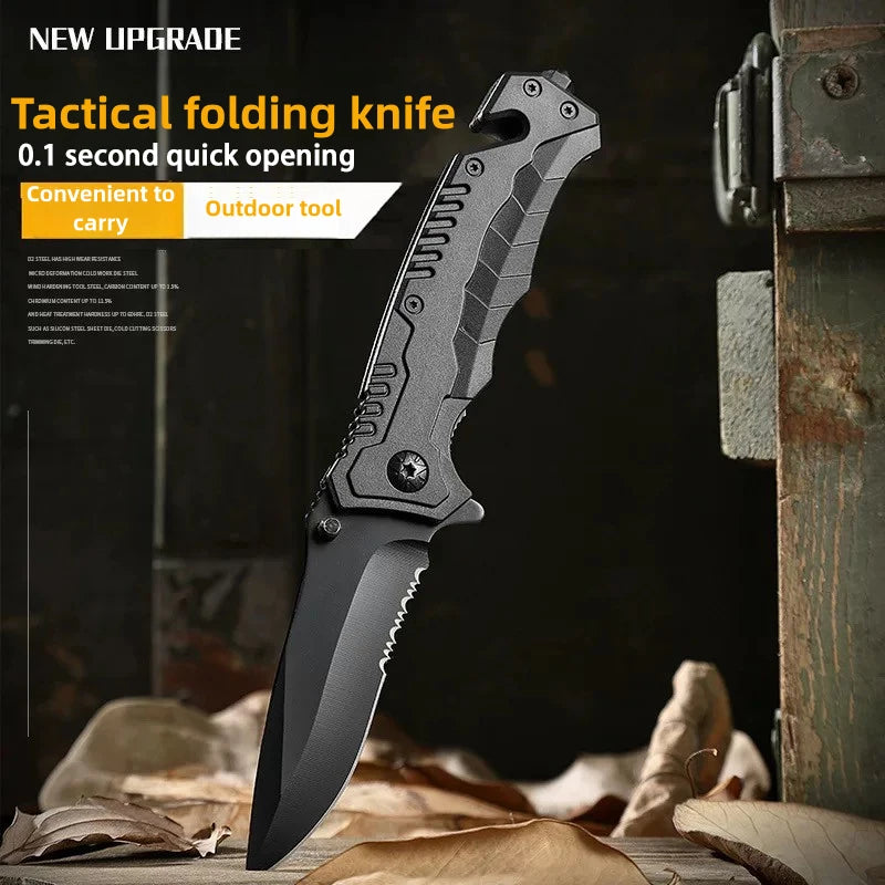 Multi functional outdoor camping knife with safety lock, suitable for fishing