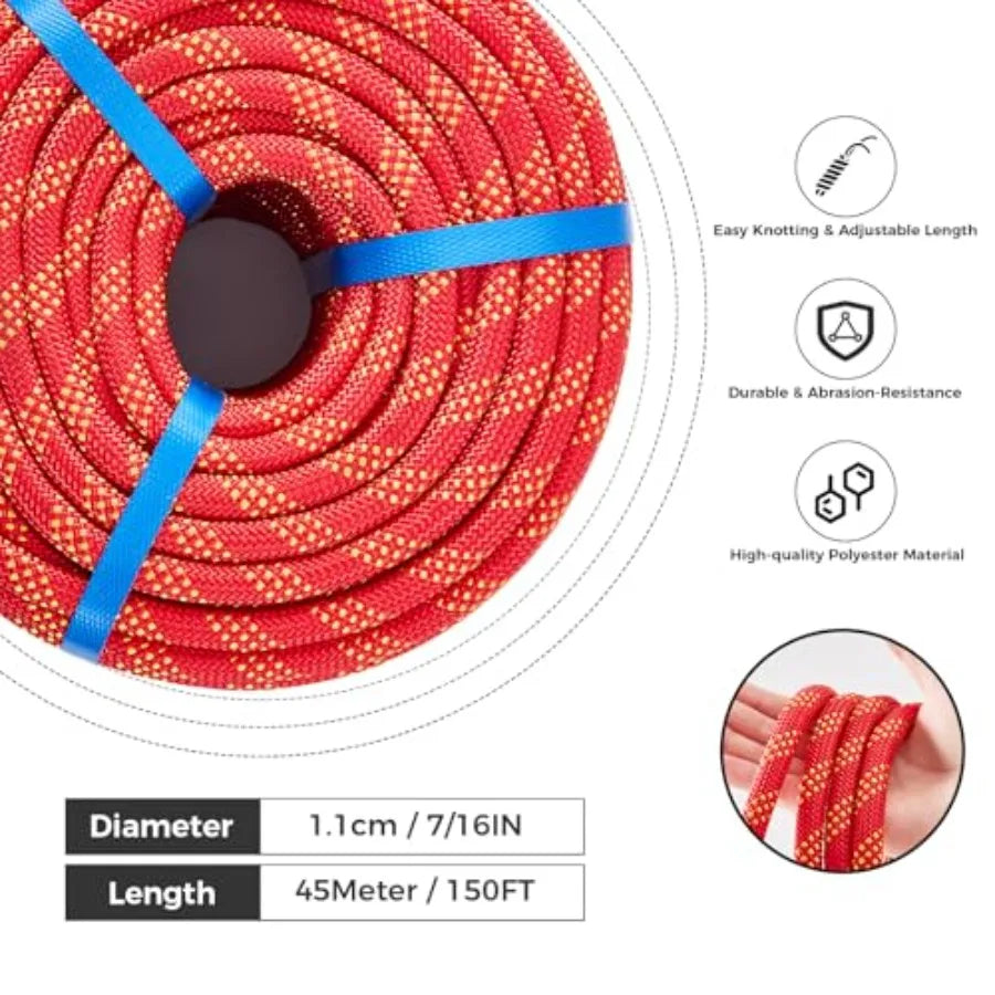 7/16 Inch 150Feet Double Braided Polyester Arborist Rope Heavy Duty Nylon Rope for Anchor Tree Work Cargo Pulling Sailing