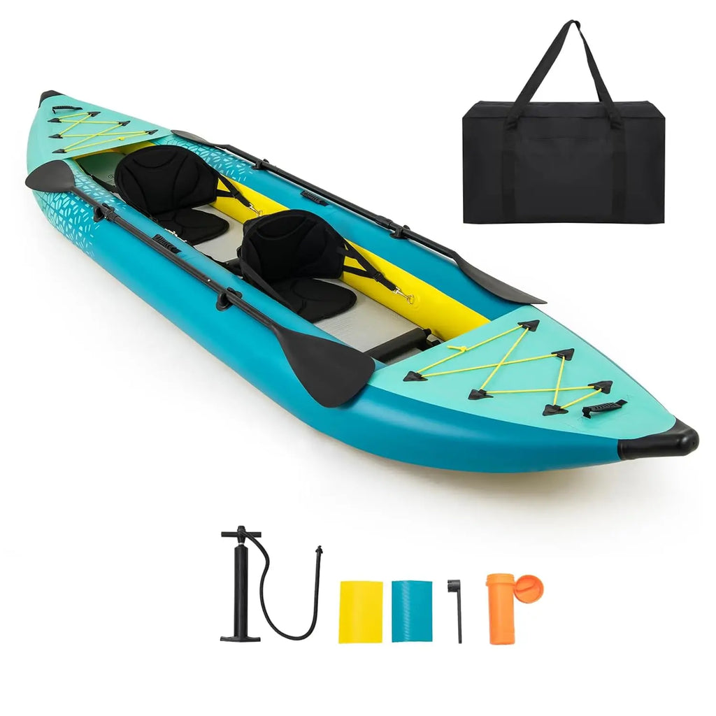 Inflatable Kayak, 12.5ft Fishing Kayak with 507 lbs Capacity, Triple Chamber Safety Kayak with Drop Stitch Floor & EVA, Custom