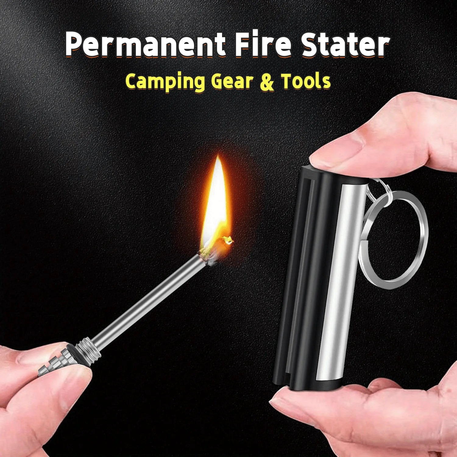 5PCS Metal Fuel Lighters, Emergency Rescue Multifunctional Keychains, Fire Starters, Outdoor Camping Equipment Tools
