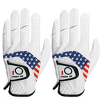 Mens Golf Gloves 2 PCS Left Hand For Right Handed Golfer Leather All Weather Grip Soft Breathable Flexible for Golfers