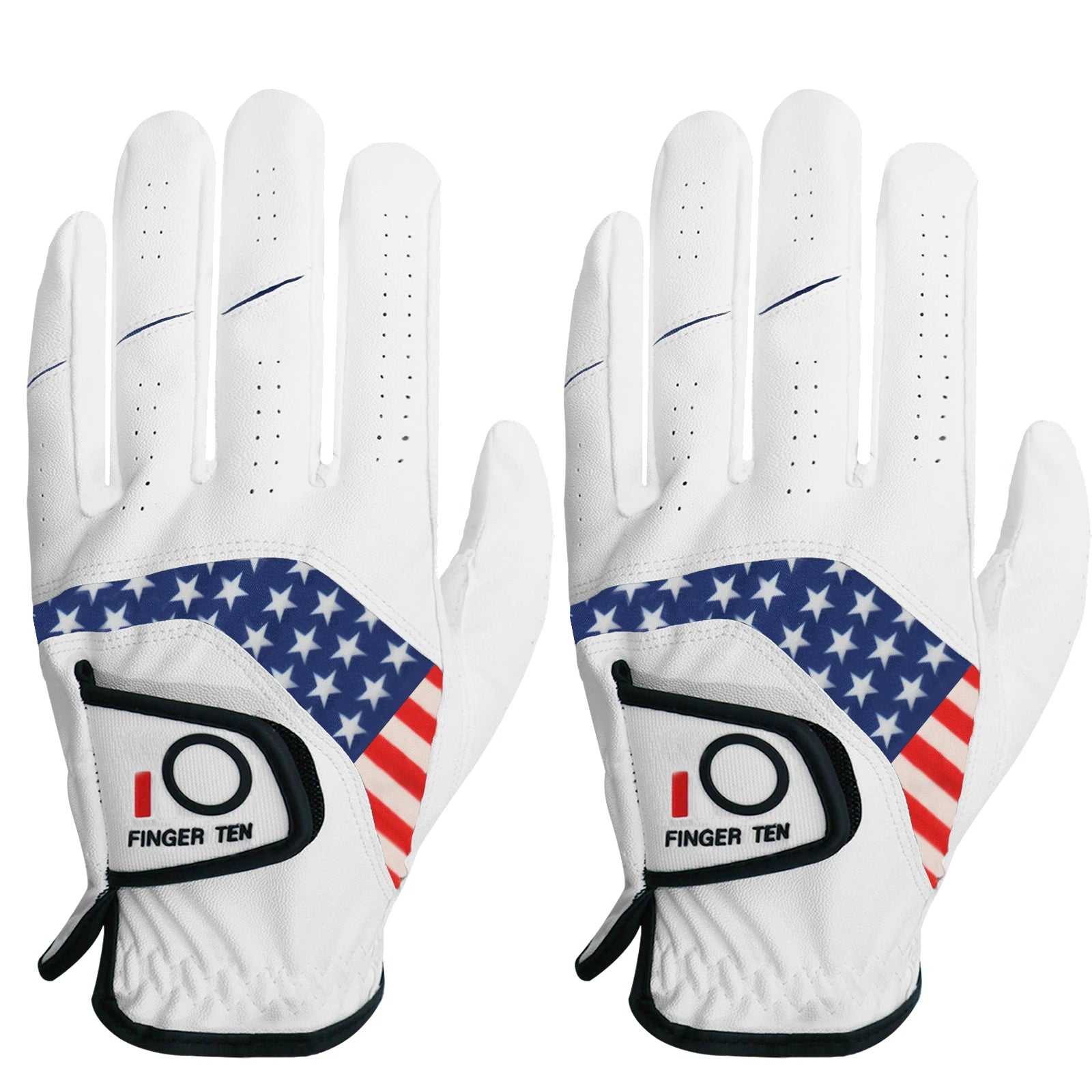 Mens Golf Gloves 2 PCS Left Hand For Right Handed Golfer Leather All Weather Grip Soft Breathable Flexible for Golfers