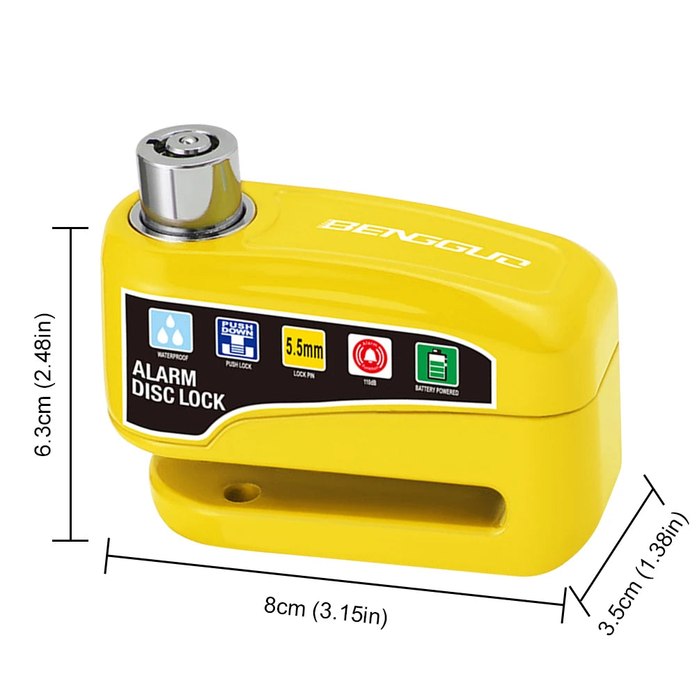 Bicycle Alarm Disc Brake Electric Lock Anti Theft Motorcycle Alarm Brake Rotor Padlock Waterproof Motorcycle Bike Accessories