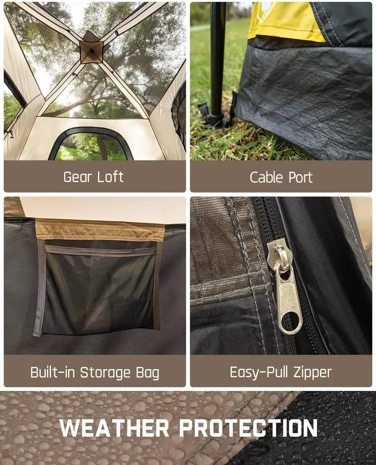 Camping Tent 4/6/8/10 Person Instant Cabin Tent Setup in 60 Seconds with Rainfly & Windproof Portable with Carry Bag for Family