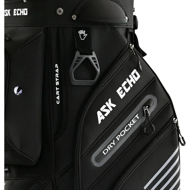 ASK ECHO T-Lock Golf Cart Bag with 14 Way Organizer Divider Top, Premium Cart Bag with Handles and Rain Cover, for Men
