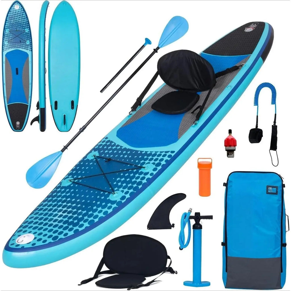H-Inflatable Paddle Board 10'6'Capacity 2-in-1 SUP/Kayak with Adjustable Seat,Electric Pump Adapter,Non-Slip Diamond Deck Travel