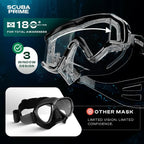Pano 3 Scuba Diving Mask, Tempered Glass Snorkel Mask Three-Window Scuba Mask No Leak Dive Mask Silicone