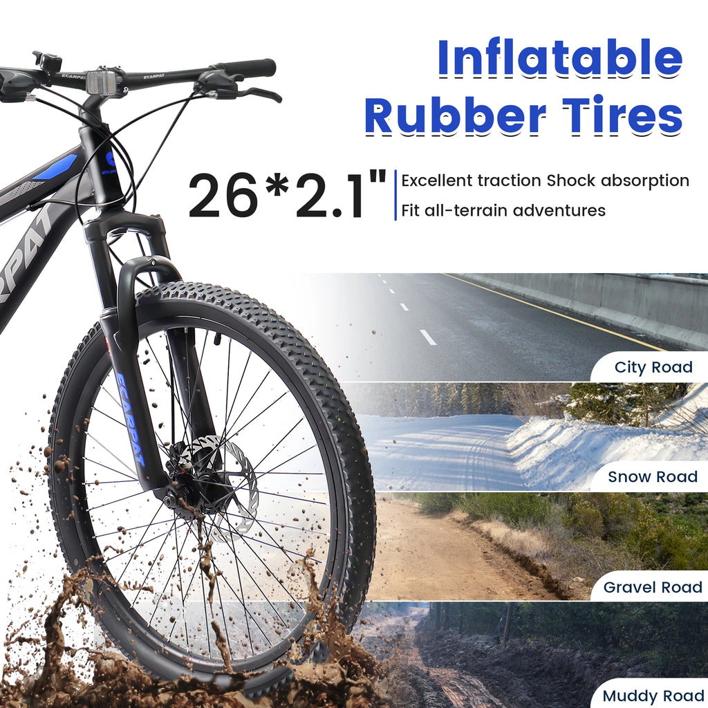 Ecarpat Dual Full Suspension Mountain Bike 24/26/27.5 Inch, Mens Women Teenagers Boy Girl Mountain Bike, 21-Speed