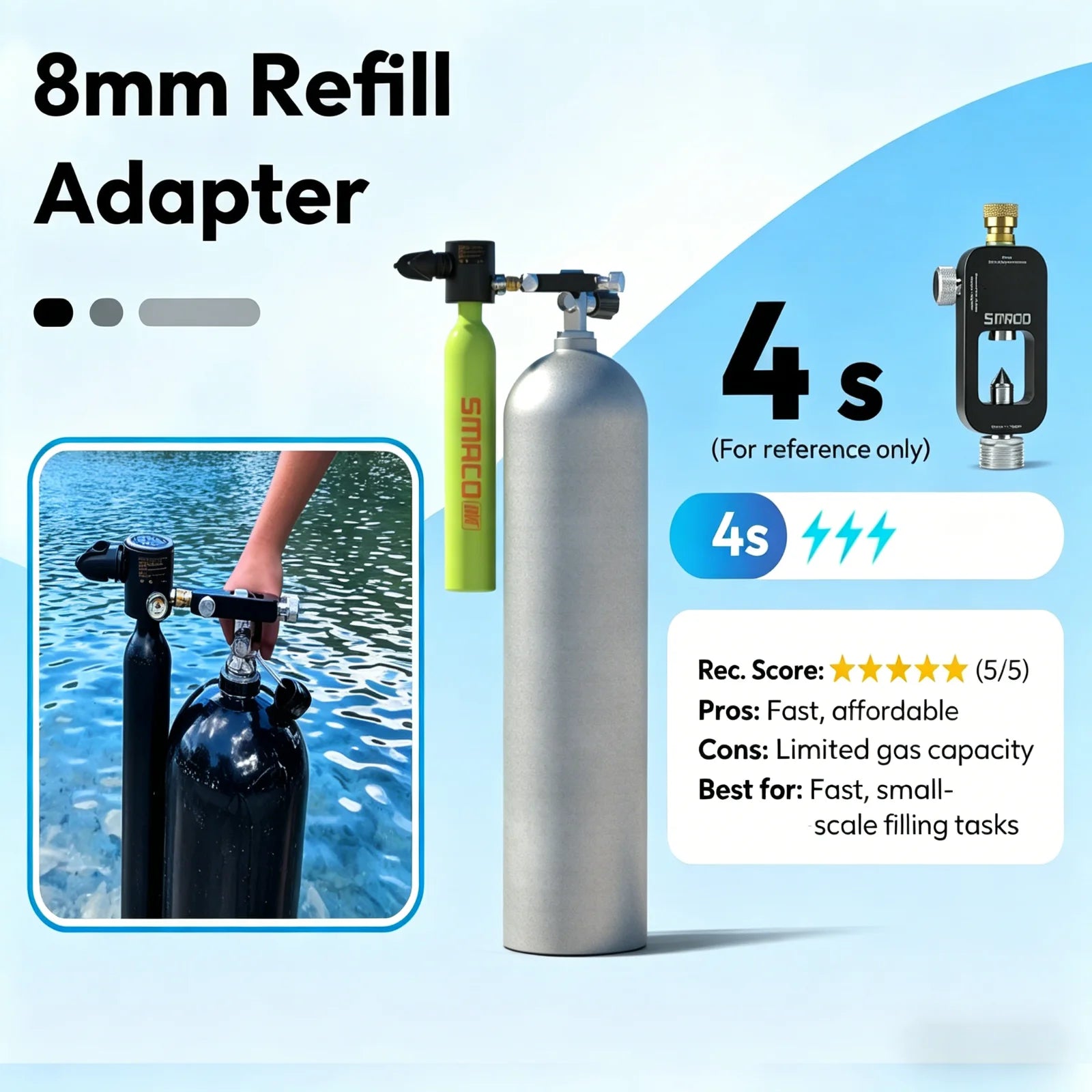 SMACO mini diving cylinder – professional diving equipment with fast local dispatch and local delivery, idea S300 0.5L