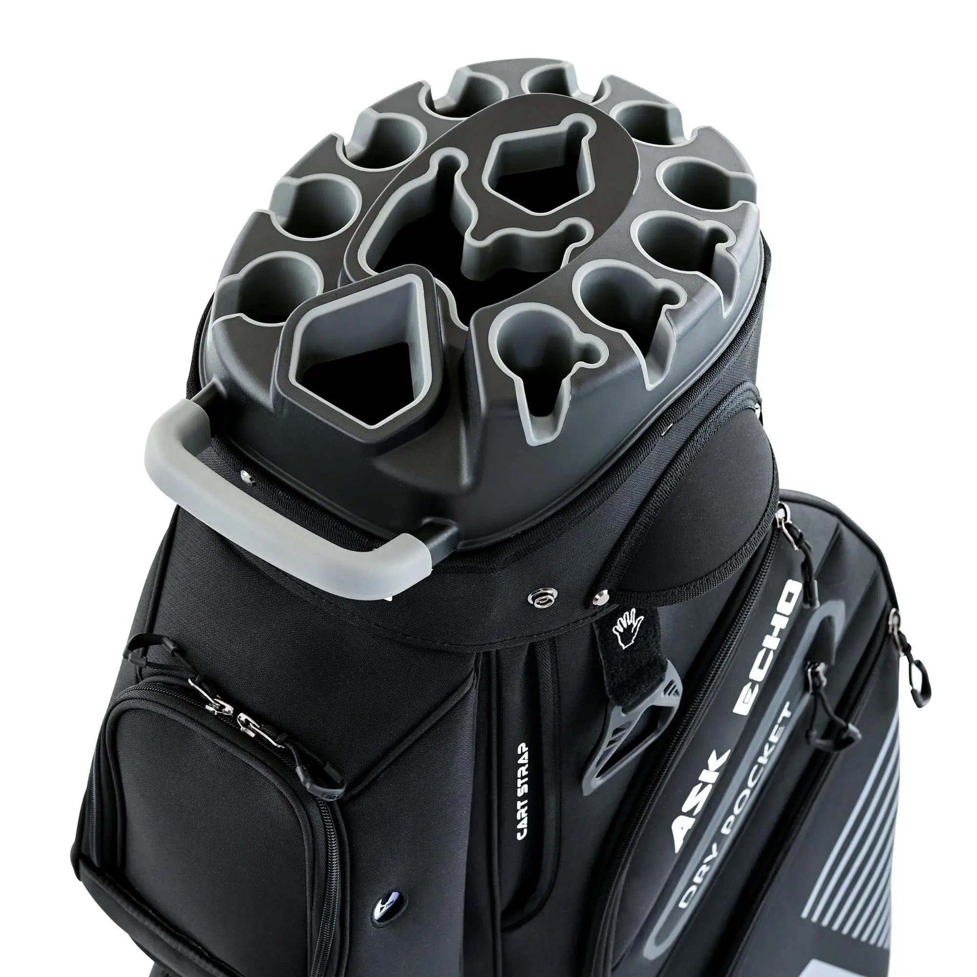ASK ECHO T-Lock Golf Cart Bag with 14 Way Organizer Divider Top, Premium Cart Bag with Handles and Rain Cover, for Men