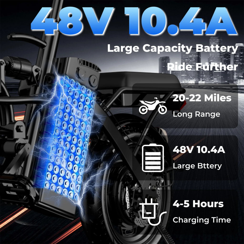 LELEKUAI 500W Adult Electric Bike, 20 MPH, 48V 10.4Ah Removable Battery, 14 Inch Folding Electric Bike, Multi-Shock Absorption